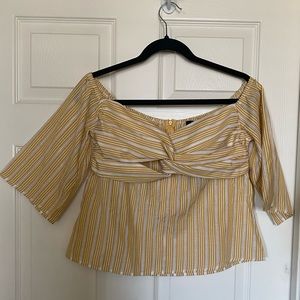 Yellow & white Lulus blouse